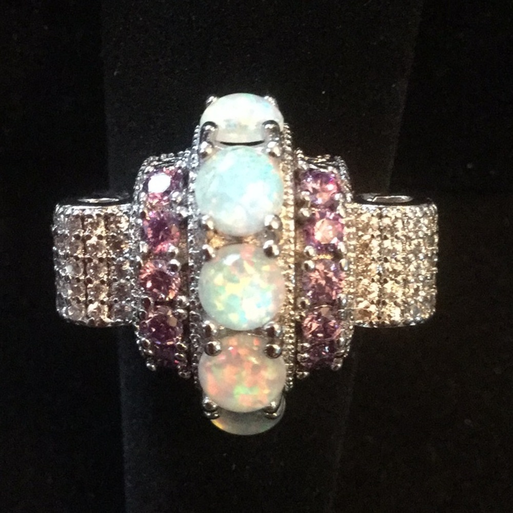 EXQUISITE DESIGNER ARTISTIC Art Deco OPALITE RING